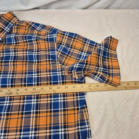 Roundtree & Yorke Gold Label Men's Shirt Size XLT Short Sleeve Orange Plaid  (57 - Picture 6 of 10